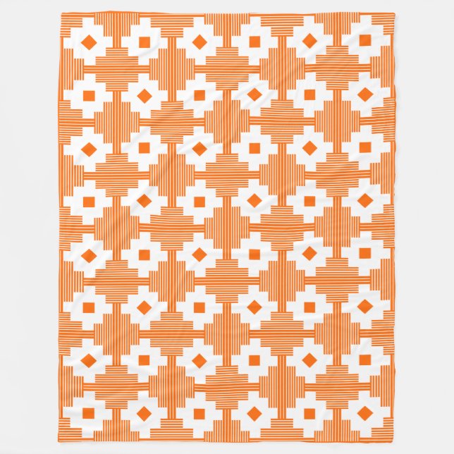 Couverture Polaire Motif 061214 - Blanc avec orange FF6600 (Devant)