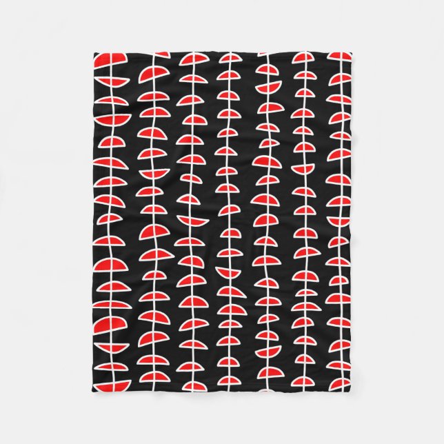 Couverture Polaire Motif 080515- Blanc et rouge sur noir (Devant)