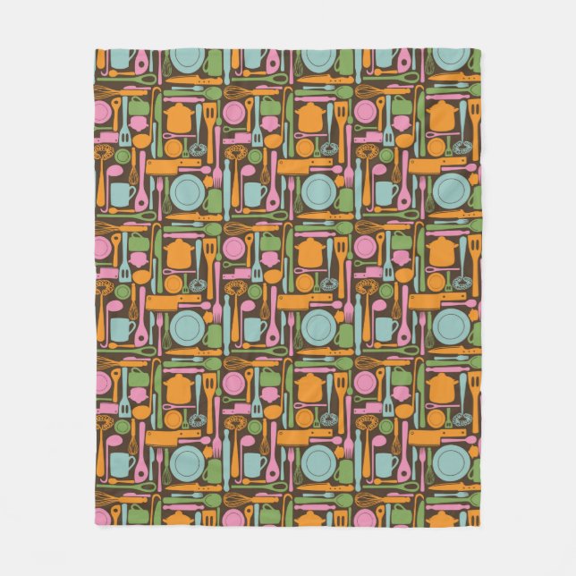 Couverture Polaire Motif 3 d'ustensiles de cuisine (Devant)