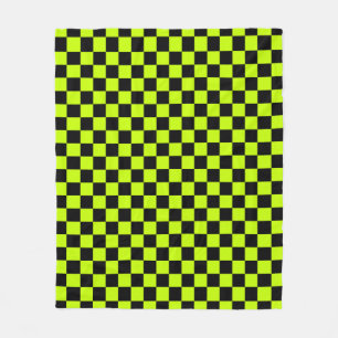 Couverture Polaire Motif à carreaux noir et vert acide