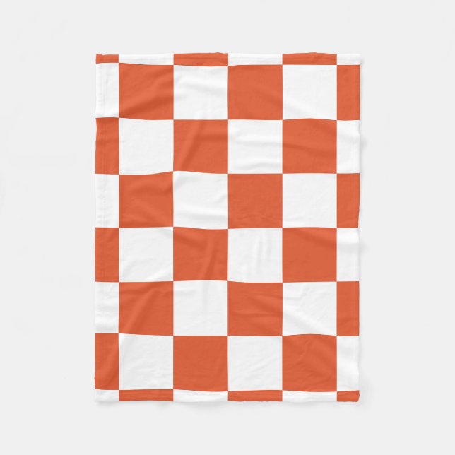 Couverture Polaire Motif à carreaux orange et blanc (Devant)