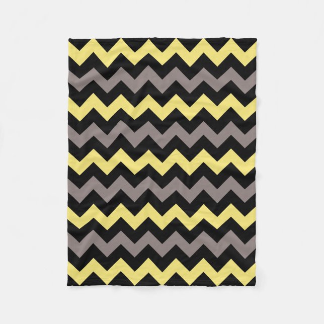 Couverture Polaire Motif à la mode gris-jaune noir Chevron (Devant)