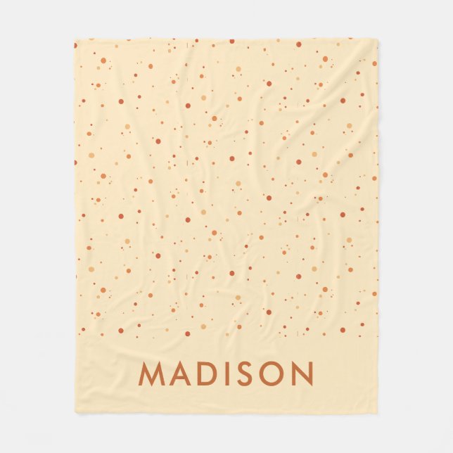 Couverture Polaire Motif à pois minimal en terre cuite avec nom perso (Devant)