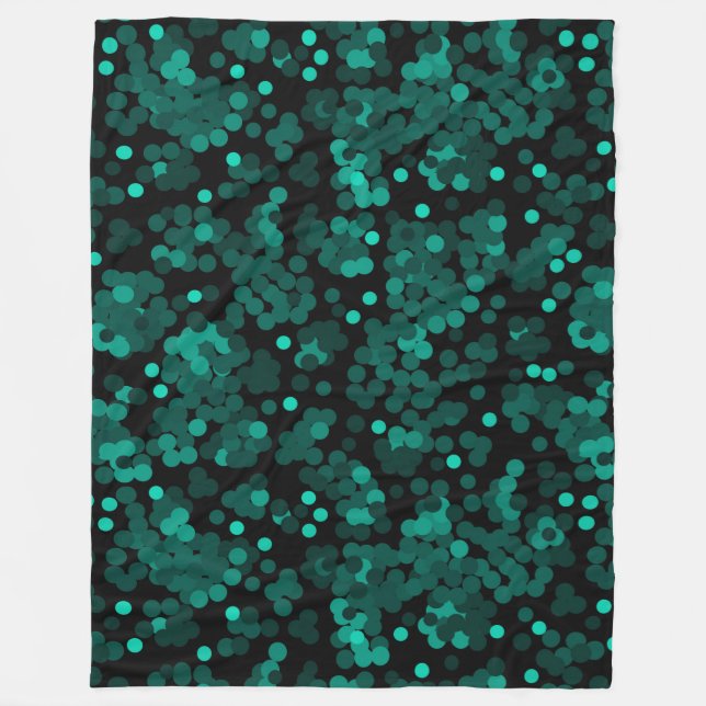 Couverture Polaire Motif à pois vert turquoise sur noir (Devant)