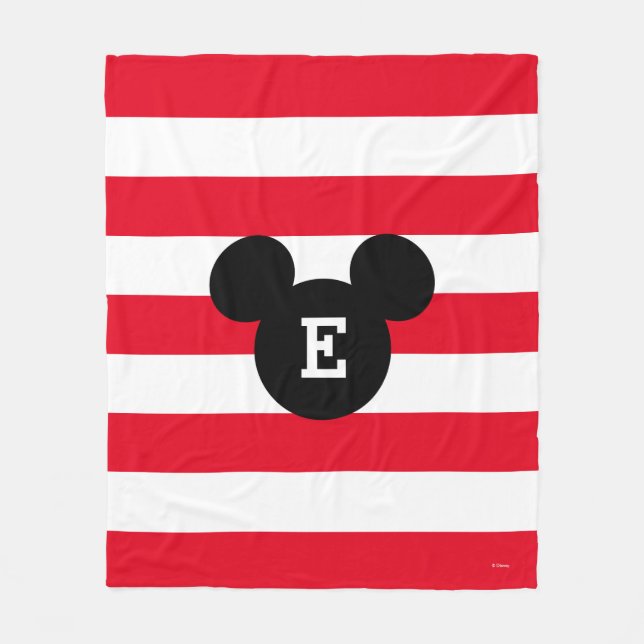 Couverture Polaire Motif à rayures en silhouette à tête Mickey | Mono (Devant)