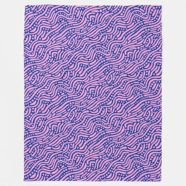 Couverture Polaire Motif Abstrait 110523 - Rose et bleu marine (Devant)