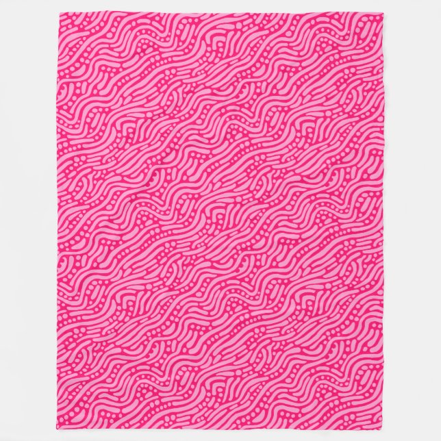 Couverture Polaire Motif Abstrait 110523 - rose et néon rouge (Devant)