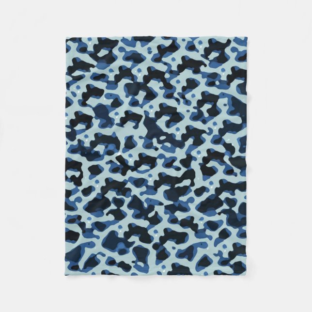 Couverture Polaire Motif Abstrait Camo noir bleu (Devant)