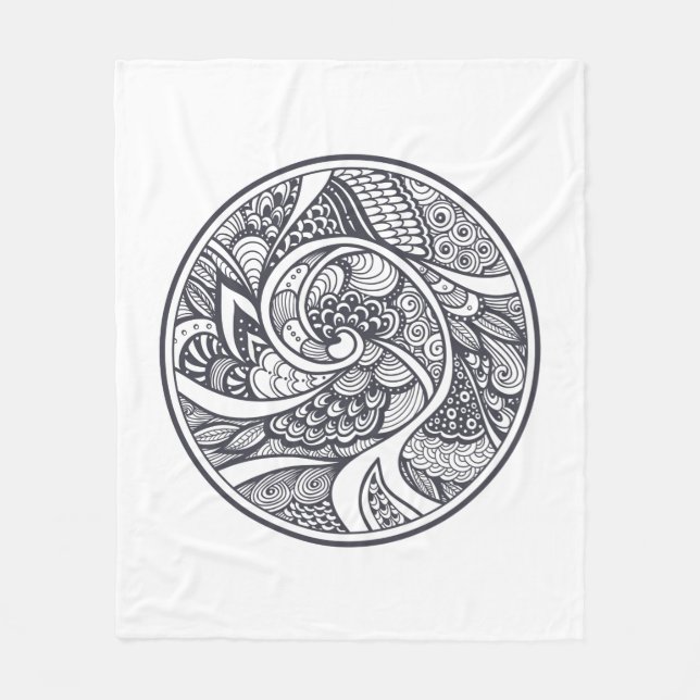 Couverture Polaire Motif abstrait dans le style de Zen-Griffonnage (Devant)