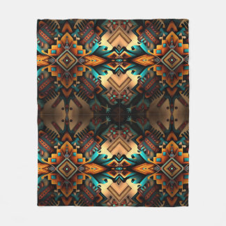 Couverture Polaire Motif Abstrait d'inspiration amérindienne