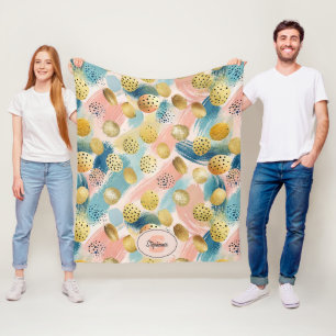 Couverture Polaire Motif Abstrait en forme de brosse et d'or