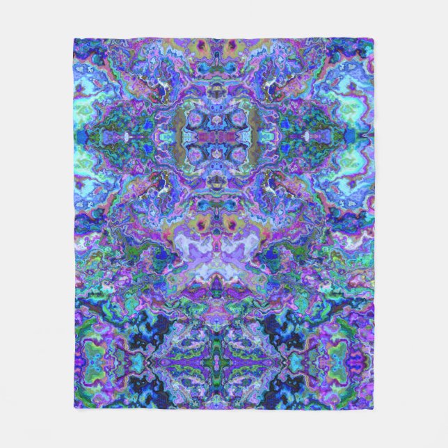 Couverture Polaire Motif Abstrait psychédélique violet marbré (Devant)