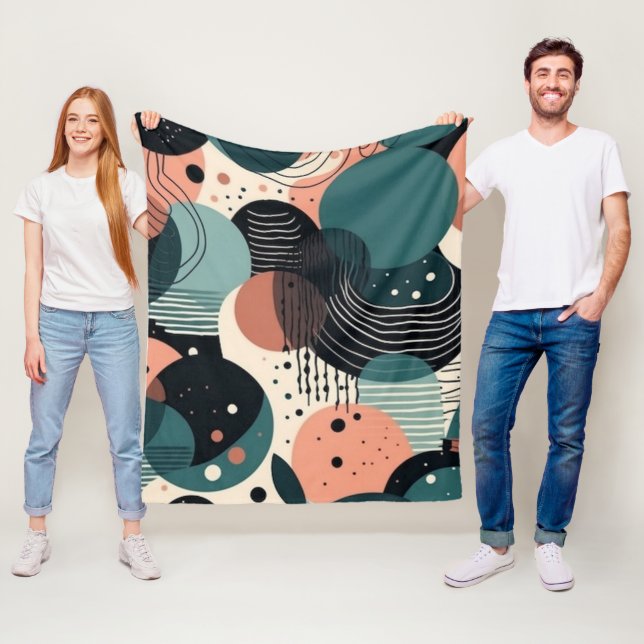 Couverture Polaire Motif Abstrait sans fil minimal - géométrique (8) (En situation)