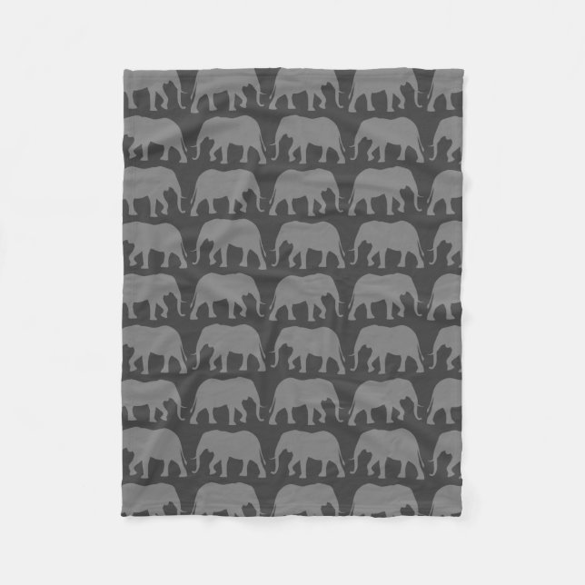 Couverture Polaire Motif africain des silhouettes d'éléphants (Devant)