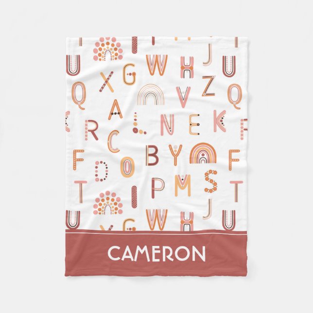 Couverture Polaire Motif Alphabet arc-en-ciel amusant (Devant)