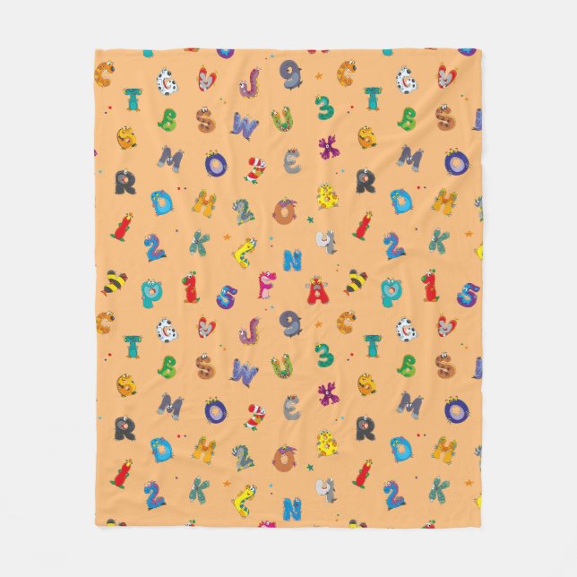 Couverture Polaire Motif alphabet monster (Devant)
