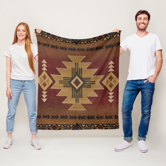 Couverture Polaire Motif amérindien (En situation)