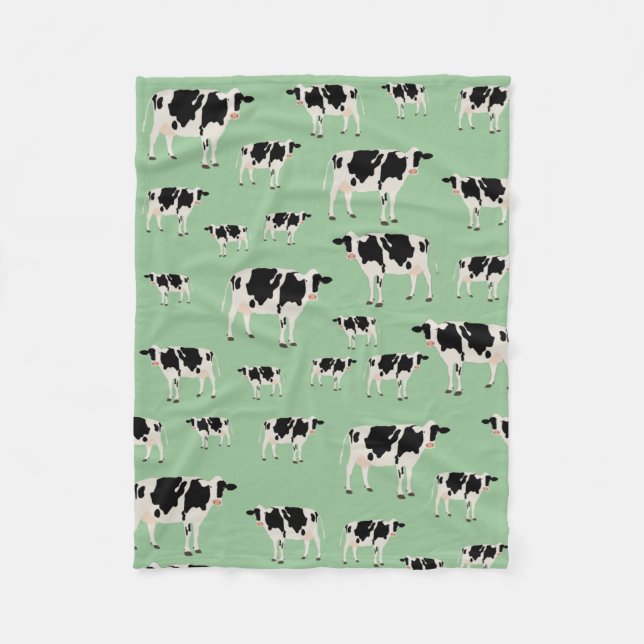 Couverture Polaire Motif animal de ferme de vache (Devant)