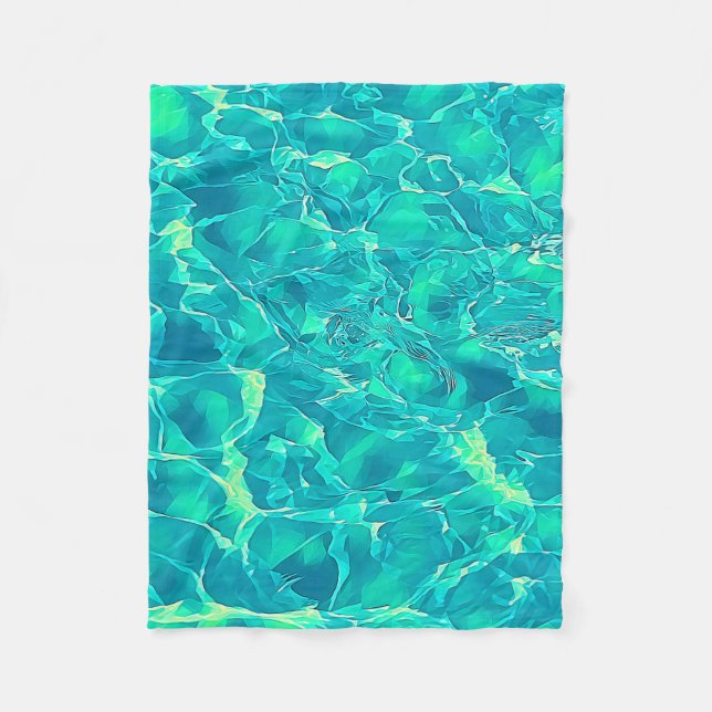 Couverture Polaire Motif Aqua Vert Bleu (Devant)
