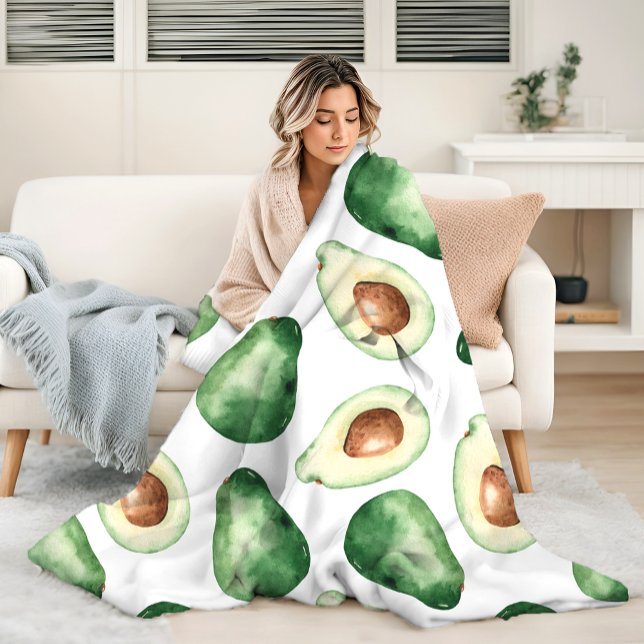 Couverture Polaire Motif Aquarelle Avocado (Créateur téléchargé)