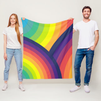 Couverture Polaire Motif arc-en-ciel des années 70