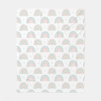 Couverture Polaire Motif Arc-en-ciel Pastel avec des Cœurs