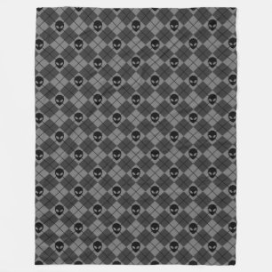 Couverture Polaire Motif Argyle Alien Noir et Gris