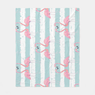 Couverture Polaire Motif Arrière - plan Exotique Flamant rose rayé