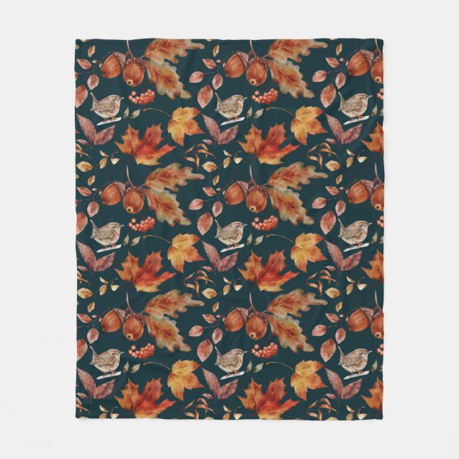 Couverture Polaire Motif automnal vintage (Devant)