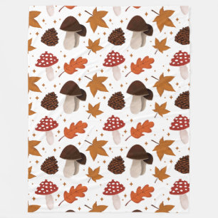 Couverture Polaire Motif Automne et Champignons