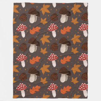 Couverture Polaire Motif Automne et Champignons