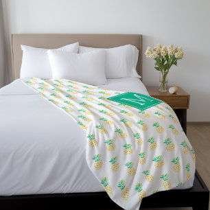 Couverture Polaire Motif aux ananas Monogram vert