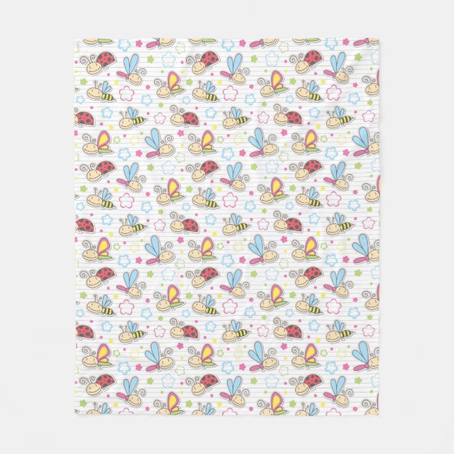 Couverture Polaire motif avec des insectes (Devant)