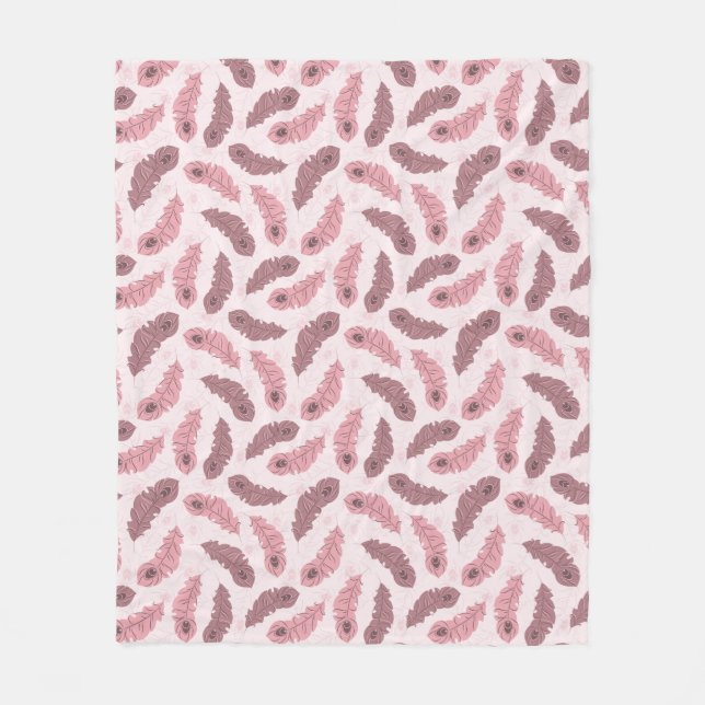 Couverture Polaire motif avec des plumes de paon (Devant)