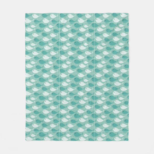 Couverture Polaire motif avec des poissons (Devant)