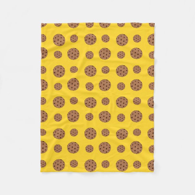 Couverture Polaire Motif biscuits à puce chocolat jaune (Devant)
