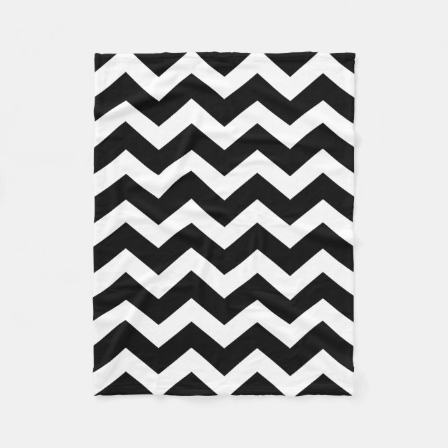Couverture Polaire Motif blanc noir moderne de Chevron (Devant)