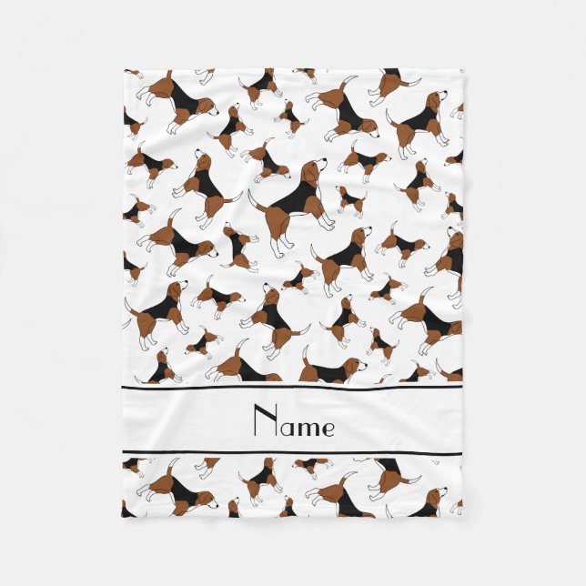 Couverture Polaire Motif blanc nommé personnalisé de chien de beagle (Devant)