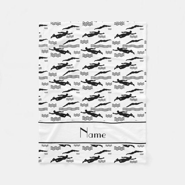 Couverture Polaire Motif blanc nommé personnalisé de natation (Devant)