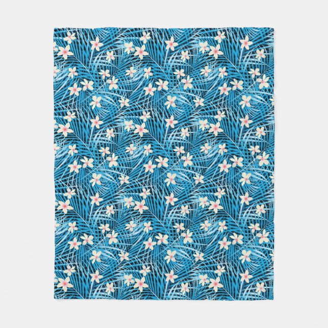Couverture Polaire Motif bleu de palmettes (Devant)