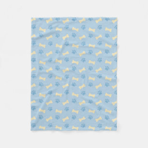 Couverture Polaire Motif bleu d'os d'empreinte de patte