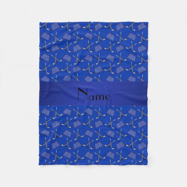 Couverture Polaire Motif bleu nommé personnalisé d'hockey (Devant)