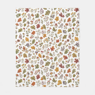 Couverture Polaire Motif Bois Champêtre Champignons Feuilles d'Automn