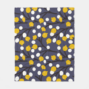 Couverture Polaire motif botanique vintage floral délicat.