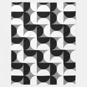 Couverture Polaire Motif Bowls du Moyen-siècle noir blanc