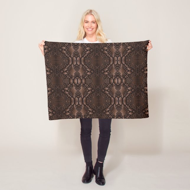 Couverture Polaire Motif Brown en cuir baroque Faux (En situation)