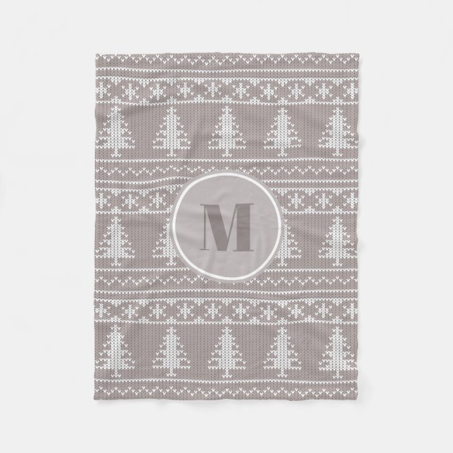 Couverture Polaire Motif Brown Nordic Sweater | Noël monographique (Devant)
