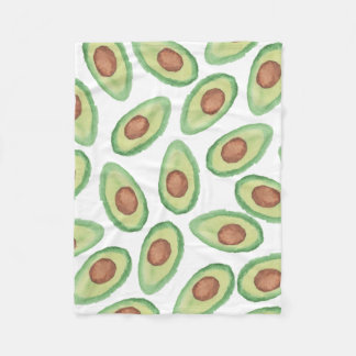 Couverture Polaire Motif brun vert original d'avocat d'aquarelle