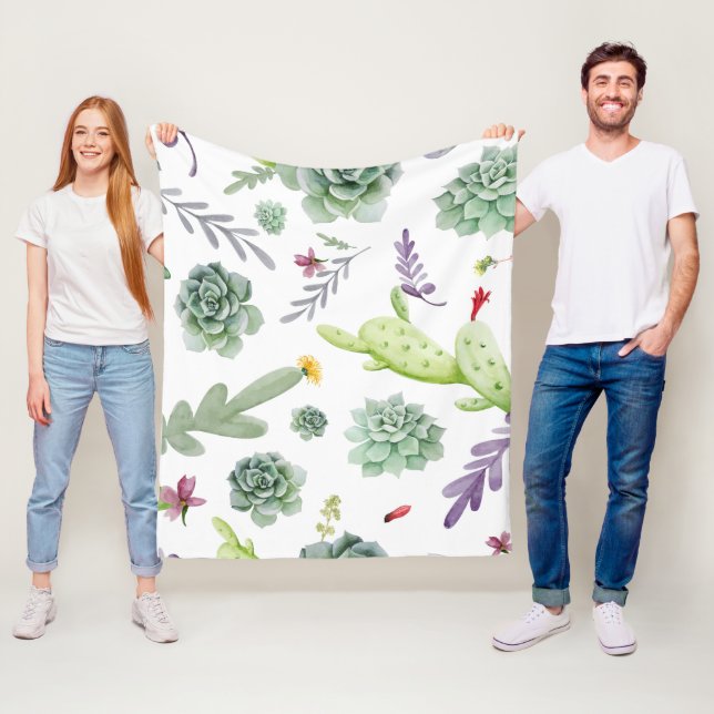 Couverture Polaire Motif Cactus (En situation)