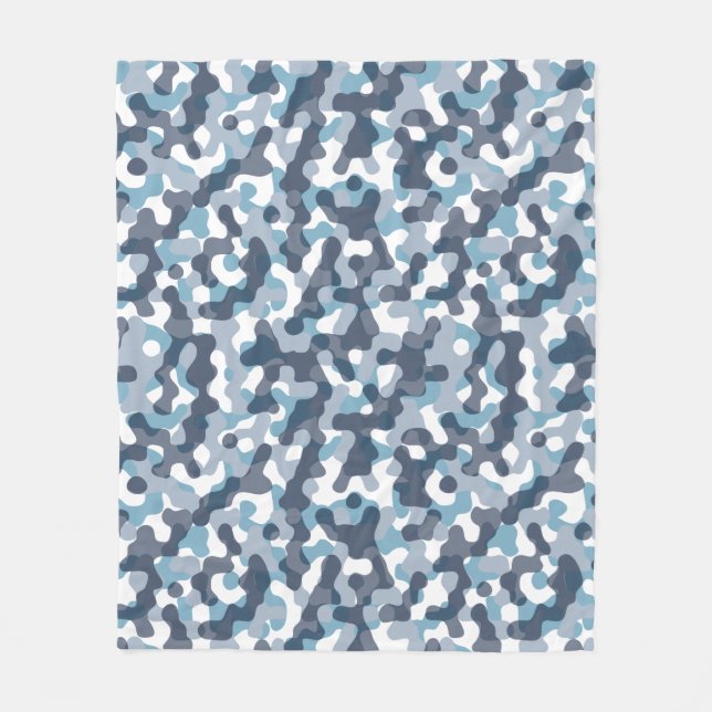 Couverture Polaire Motif camouflage Camo bleu dans les tons marine (Devant)